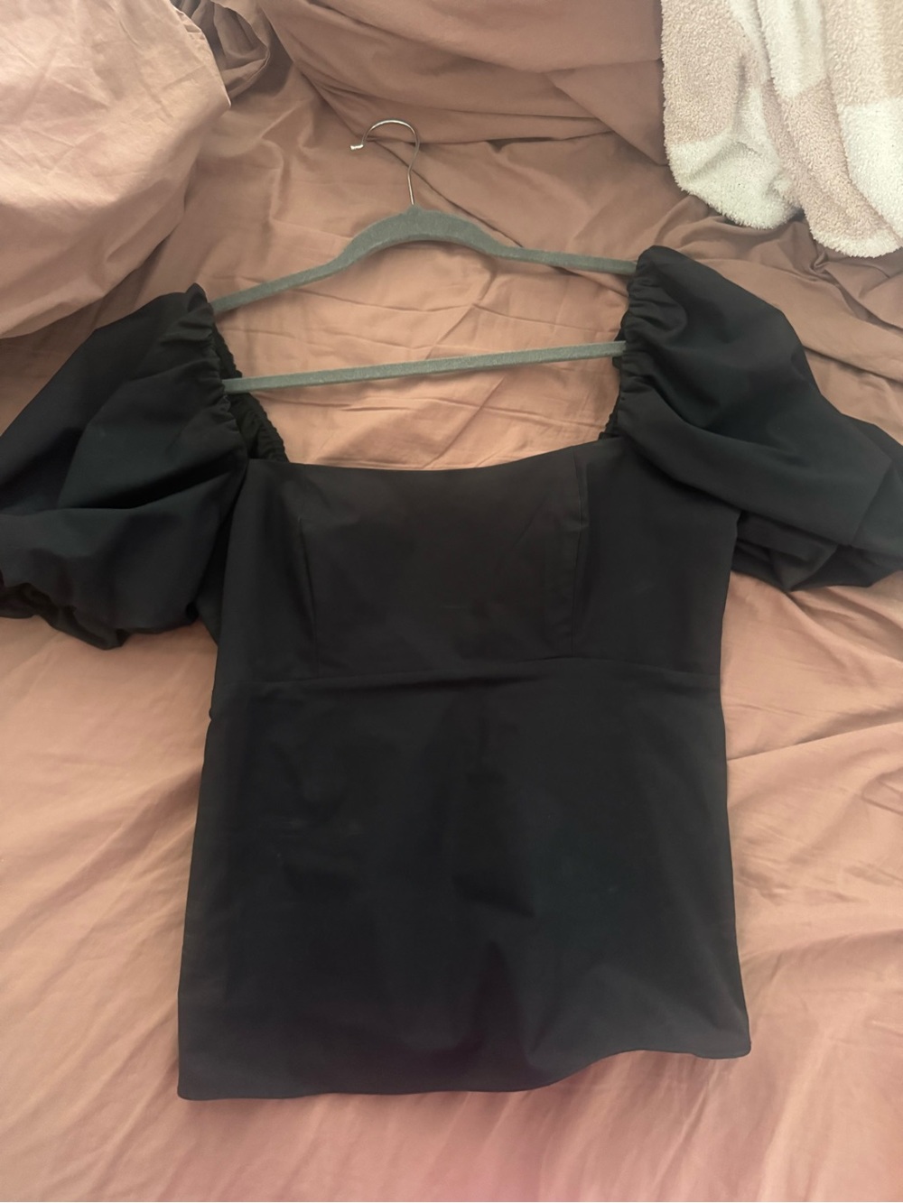 Hill House Black Puff Sleeve Square Neck Top